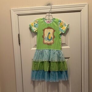 Baby Lulu Green Dress with Bird Design